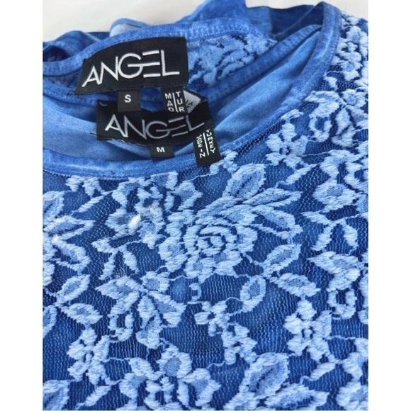 Angel Apparel Womens Sz M Blue Lace Swing Blouse & Tank Top Shell 2pc Set - Picture 11 of 13